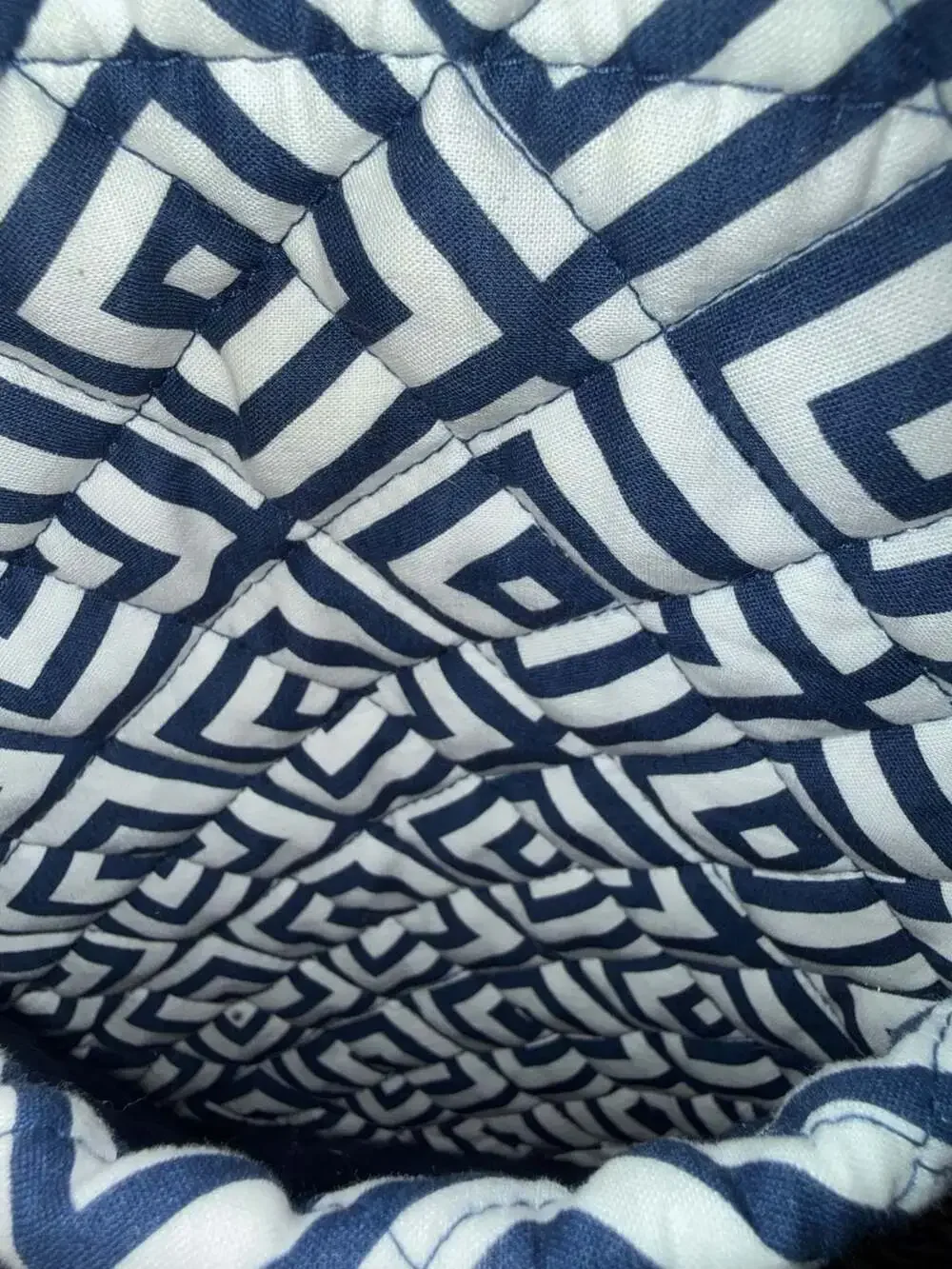 Quilted Koala Navy and White Geometric Print Quilted Tote Bag